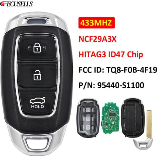 3B Smart Remote Key 433MHz HITAG3 NCF29A3X ID47 Chip FCC ID: TQ8-F0B-4F19 P/N: 95440-S1100 for Hyundai Santa Fe 2018 2019 2020