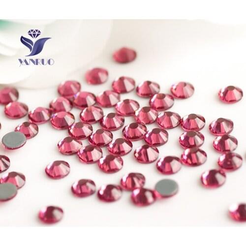 YANRUO 2058HF SS16 3.8-4.0mm Rose Hotfix Crystal Glass Rhinestones Iron on gliter Strass Dresses Red Cristal Adhesive