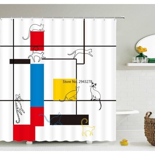 Geometric pattern Shower Curtain Bathroom Bath Curtains Waterproof Polyeste Bath Screen High Quality Cloth Home Decor