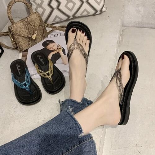 Womens Summer Fashion Slope Heel Flip Flop Slipper Thick Bottom Net Red Slippers New Beach Flip Flops Sandals Skirting Board