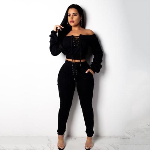 Women Suit Outfit 2 Two Piece Sets Crop Top Legging Sweatpants Set Casual Crop Hoodie Set Female Sweatshirt Pants Tracksuit