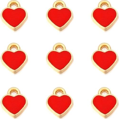 20pcs 8 Colors 8mm Love Mini Sweet Heart Enamel Charms For Jewelry Making Handmade Pendants DIY Bracelet Accessories Wholesale