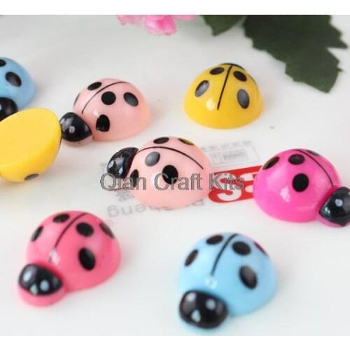 200pcs mixed color polka dot Ladybug resin flatback cabochons (20x15x7mm) Cell phone decor, hair accessory DIY big print ladybug