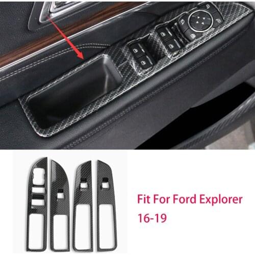 4pcs/Set Inner Door Window Lift Switch Button Panel Cover Trim Car ABS Fit For Ford Explorer 2016 2017 2018 2019 left hand Drive