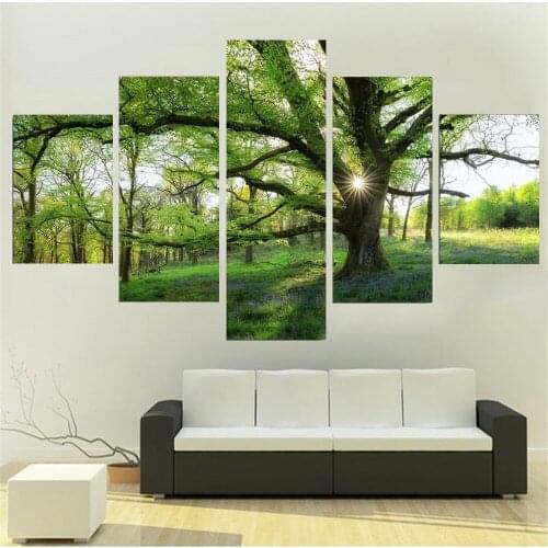 5 Pieces Wall Art Canvas Painting Landscape Forest Posters Furniture Modern Room Dedroom Decoration Wall Frame Picture