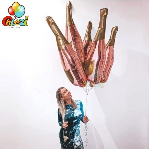 50 pcs Rose Gold Champagne Bottle Foil Balloons Wedding Birthday Party Decoration adult shower Party bottle helium Balloons