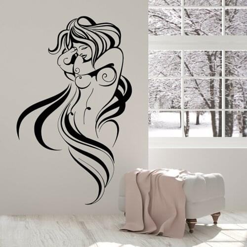 Abstract naked girl Wall Decal Sexy Hot Naked Woman Breast Beautiful Body Vinyl Wall Stickers Couple Room Decoration Mural C078