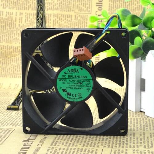 ADDA 9225 92mm x 92mm x 25mm AD0912UX-A7BGL Hypro Bearing PWM Cooler Cooling Fan 12V 0.50A 4Wire 4Pin Connector
