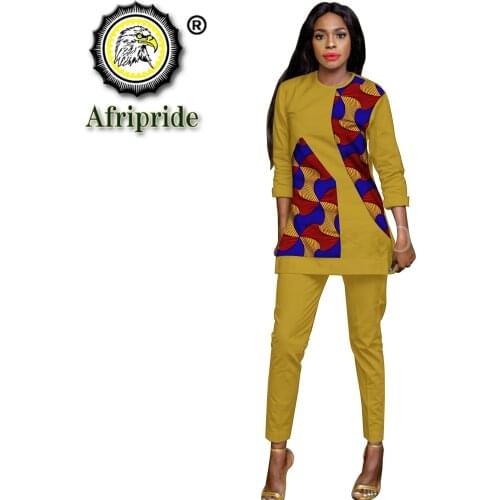 African Traditional Clothing for Women Dashiki Shirts and Ankara Pants Set Tribal Tracksuit Blouse Crop Top Plus Size S2026037