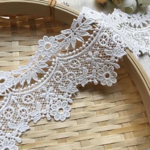 Free Shipping Exquisite 100%Cotton Water-soluble Embroidered Lace Trim Accessories DIY Lace Fabric Width 6.5cm 3Yds/lot