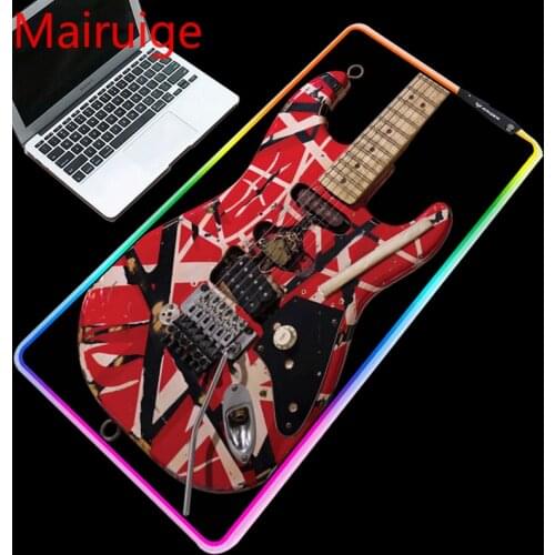 Mairuige Large Mouse Pad Stitching Guitar HD USB Interface LED Lights RGB Gaming Laptop Mouse Pad Backlit Desktop Pad DIY Custom