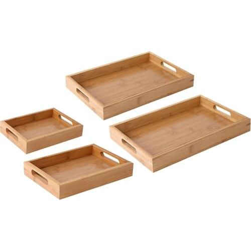 Wooden Bamboo Rectangular Serving Plate Tea Cutlery Plates Storage Pallet Fruit Plate Decoration Multiple