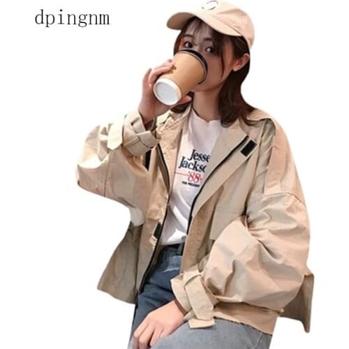 Women Oversized Jackets Harajuku Letter Embroidery Patch Designs Long-Sleeve Coat Light Blue Outwear Mujer MZ1858