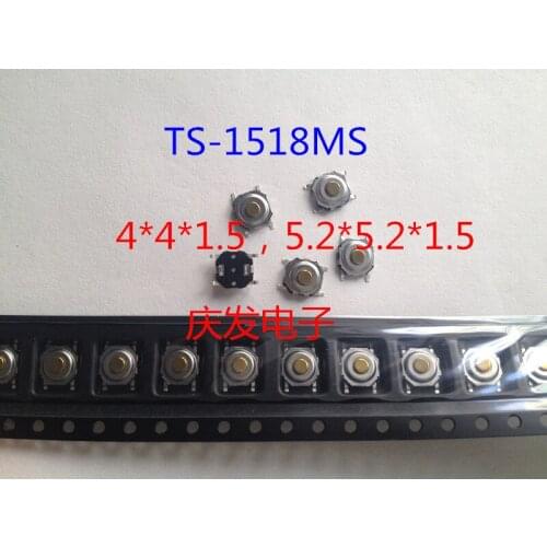 Dongguan TS-1518MS 4*4*1.5mm Patch Button Display Button 5.2x5.2x1.5 Copper Button