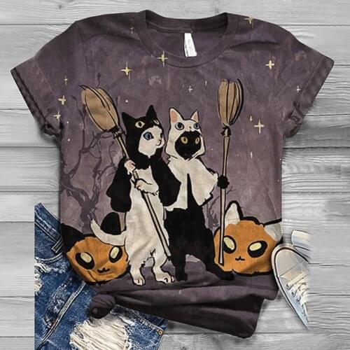 T Shirt Women Harajuku Tshirt Women Plus Size 5XL Short Sleeve Anime cat Printed O-Neck T-Shirt Tops Women 2020 camisetas mujer