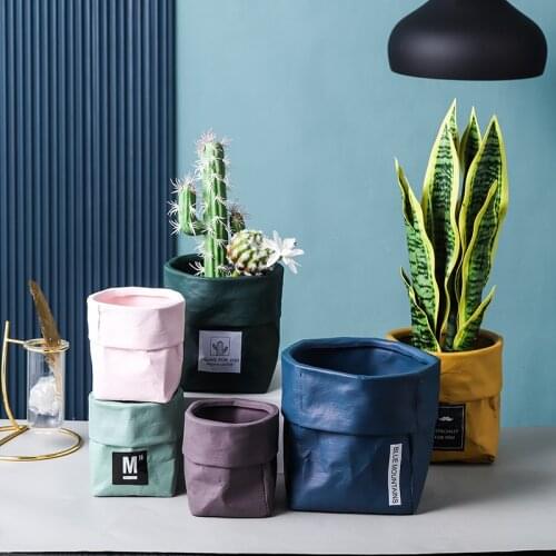 Ceramic Kraft Paper Bag Flower Pot Green Plant Personality Creative Potted Household Green Dendrobium Succulent Cactus