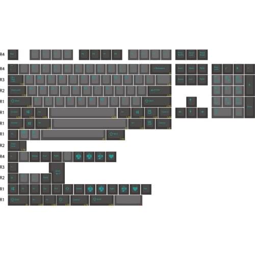 Enjoypbt Keycap Doubleshot ABS Cherry Profile Teal/Dolch Keycap Set 153 Key For MX Mechanical Keyboard
