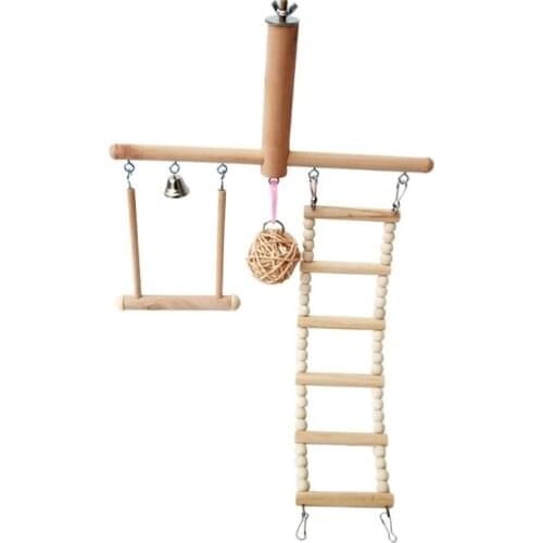 Bird Cage Stand Play Gym Conure Parrot Perch Playground Climbing Ladder Swing Rattan Ball Chew Toys