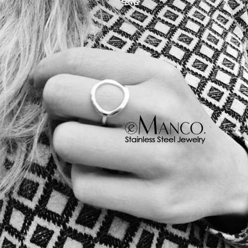 E-Manco Trendy Stainless Steel Rings for women Vintage Geometric pinky ring Dainty stackable Round midi rings jewellery