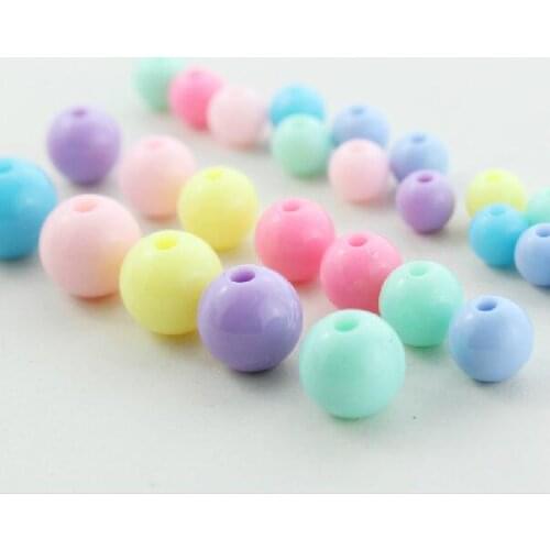 Spring Colors 6mm 8mm 10mm 12mmb14mm 16mm Round Acrylic Loose DIY Spacer Beads for Kids Bracelet Necklace Jewelry Making SM-02