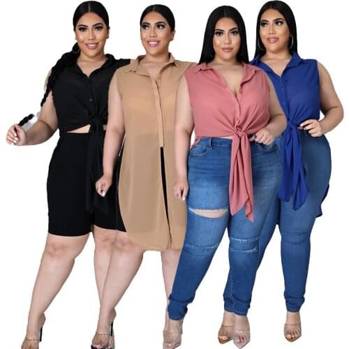 Summer Tops Office Ladies Chiffon Blouse Sleeve Long Tops with Lace Up T Shirt Women Plus Size 5xl Wholesale Dropshipping