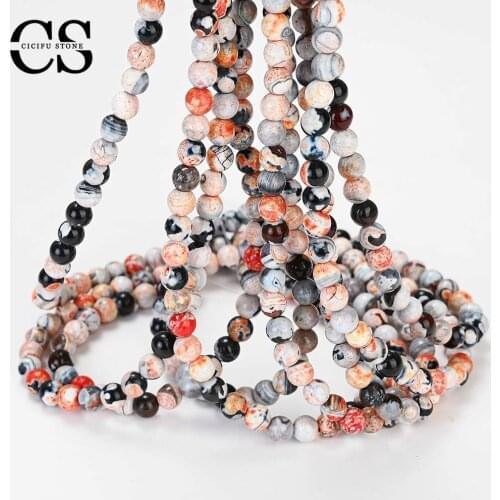 Mixcolor Fire Crystal Agates Beads Natural Round Loose Beads for Jewelry Making DIY Bracelet Charms Accessories 4/6/8/10/12 mm
