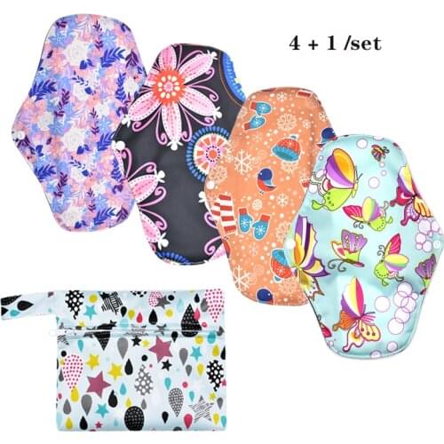 Reusable Sanitary Napkins in bamboo fiber (set of 4)， for women Washable / Reusable With a dry wet bag Women Menstrual Pads
