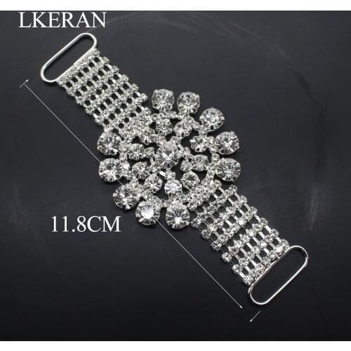 Fashion 1pcs Crystal big flower Bikini Connectors Chain DIY fashion Metal Rhinestone Bikini buckle for 25mm