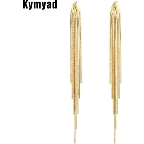 Kymyad Brincos 2019 New Tassel Earrings 3 Color Dangle Earrings Fashion Jewelry For Women Bijoux Statement Long Tassel Earrings