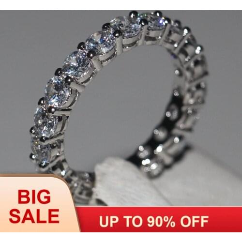 Women Engagement Wedding ring 4mm Round CZ Silver color 5A Zircon stone Eternity Ring Bands New Jewelry for Women