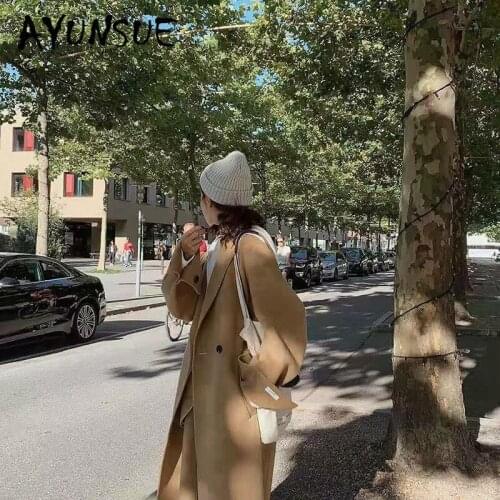 Spring Autumn Coat Women Korean Double-sided Cashmere Wool Coat Women clothes 2020 Woolen Overcoat Manteau Femme YR100 YY2025