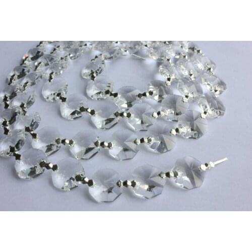Handmade 3.3FT Clear 14MM Crystal Bead Octagon Prism Chandelier Part Wedding Garland Chain 100cm