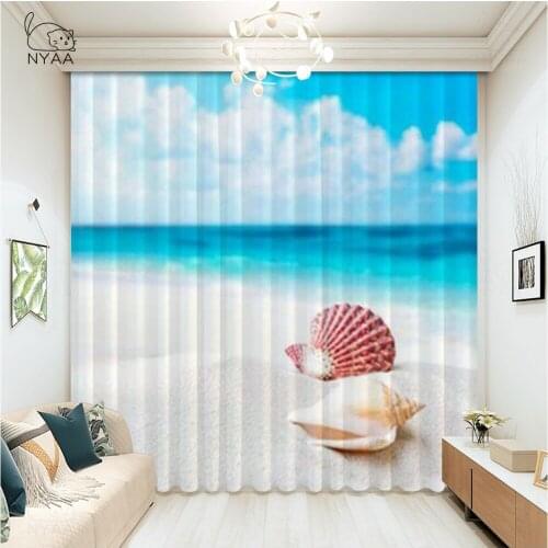 Starfish Conch Poster Curtains For ChildrenS Room Room Door Curtains Living Room Accessories Curtain For Kitchen Micro Shading
