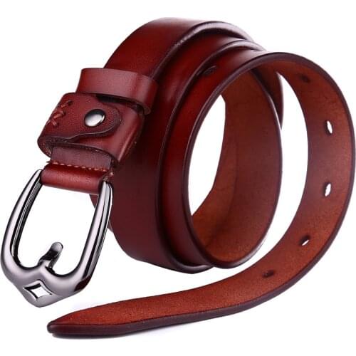 Belts for Women Full Grain Leather 24MM Fashion Design Ladies 100% Pure Cowhide