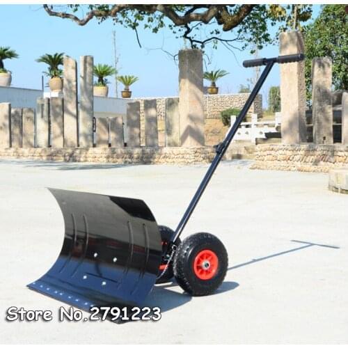 Hand Snow Shovel Thrower Plow Removal Pusher 2 Wheels 5 Angle Adjustable Blade Path Clean Outdoor Snowboard Garden Removal