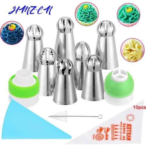 21PCS Hot Russian Spherical Ball Stainless Steel Flower Cake Nozzles Icing Piping Decorating Tips Tools Sphere Shape Cream