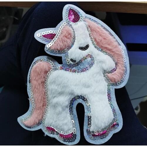 DIY Sewing/Unicorn Patch Sequin Patches For Clothes Sew on Patches For Clothing Cartoon Patch Stripes/Applique On Clothes Decor