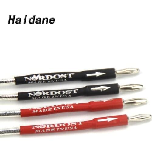 Haldane 4Pcs Nordost ODIN interconnect audio jumper cable, OCC Copper Silver Plated spade to banana plug Connector Bridge Cable