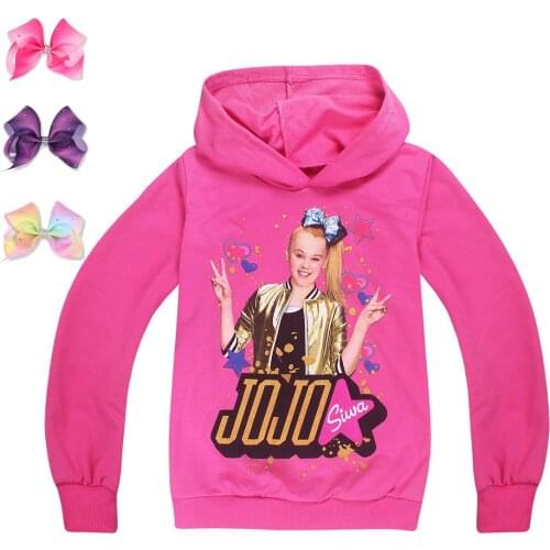 New 6 Colors JO JO Siwa Girls Hoodies Sweatshirts Spring Autumn Tops Clothes T Shirt Kids Fashion Costume Clothing Birthday Gift