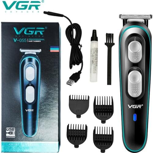 VGR V-055 Electric Clipper USB Electric Hair Trimmer Beard Men Hair Clipper Low Noise Clipper carbon steel blade hair trimmer
