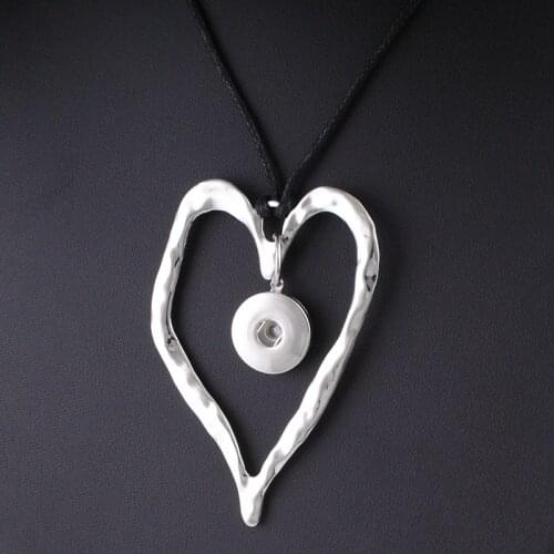 High quality Vintage Silver LOVE 18mm snap button jewelry Necklace adjustable Sweater chain NC6379