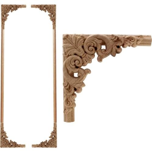 VZLX Woodcarving Carved Wood Applique European Furniture Cabinet Gate Flower Vintage Home Decor Decoration Maison Wholesale