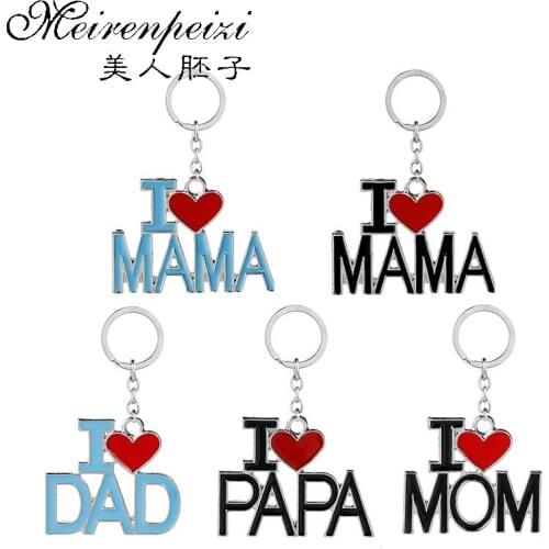 I LOVE MOM/DAD Jewelry Fashionable Keychain New Bags Key Holder Family Car Keyring For Father Mothers Day & Birthday Gift