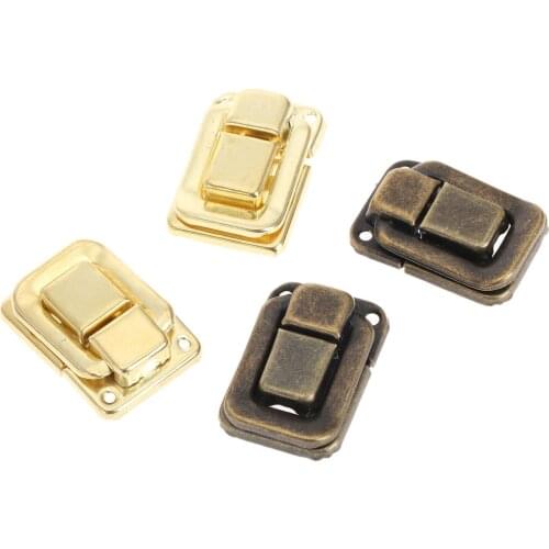 6Pcs/lot Buckles Antique Bronze/Golden Hasps Latch Hook Toggle Decorative Jewelry Box Case Handbag Iron Lock 25mmx36mm screws