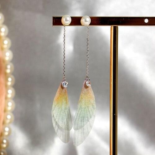 925 Sterling Silver Sweet Premium Womens Earrings Dragonfly Wing Shape Earrings
