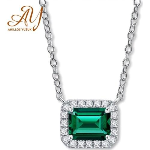 Anillos Yuzuk S925 Sterling Silver Synthetic Emerald Bridal Pendant Necklace Sparkling High Carbon Diamond Women Fine Jewelry