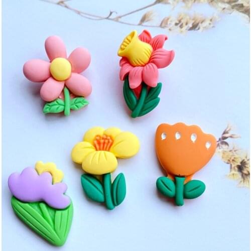 10Pcs Kawaii Cute Mixed Mini Flowers Flat Back Resin Cabochons Scrapbooking DIY Jewelry Craft Decoration Accessorie H89