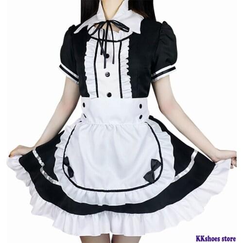 2021 Black Cute Lolita Maid Sexy Costumes French Maid Dress Girls Woman Amine Cosplay Costume Waitress Maid Party Stage Costumes