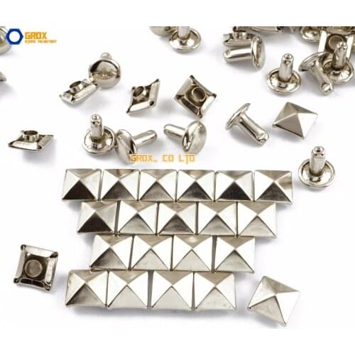400 set 8mm Silver Pyramid Double Cap Rapid Rivet Punk Rock Leathercraft Rivet