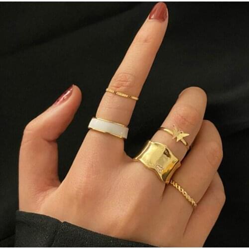 5Pcs/Set Bohemian Vintage Butterfly Geometric Rings for Women Fashion Knuckle Finger Rings Female 2021 Jewelry AM3054